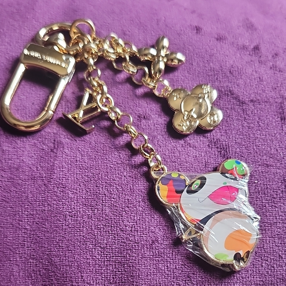 Louis Vuitton Murakami Panda Keychain with Gold
